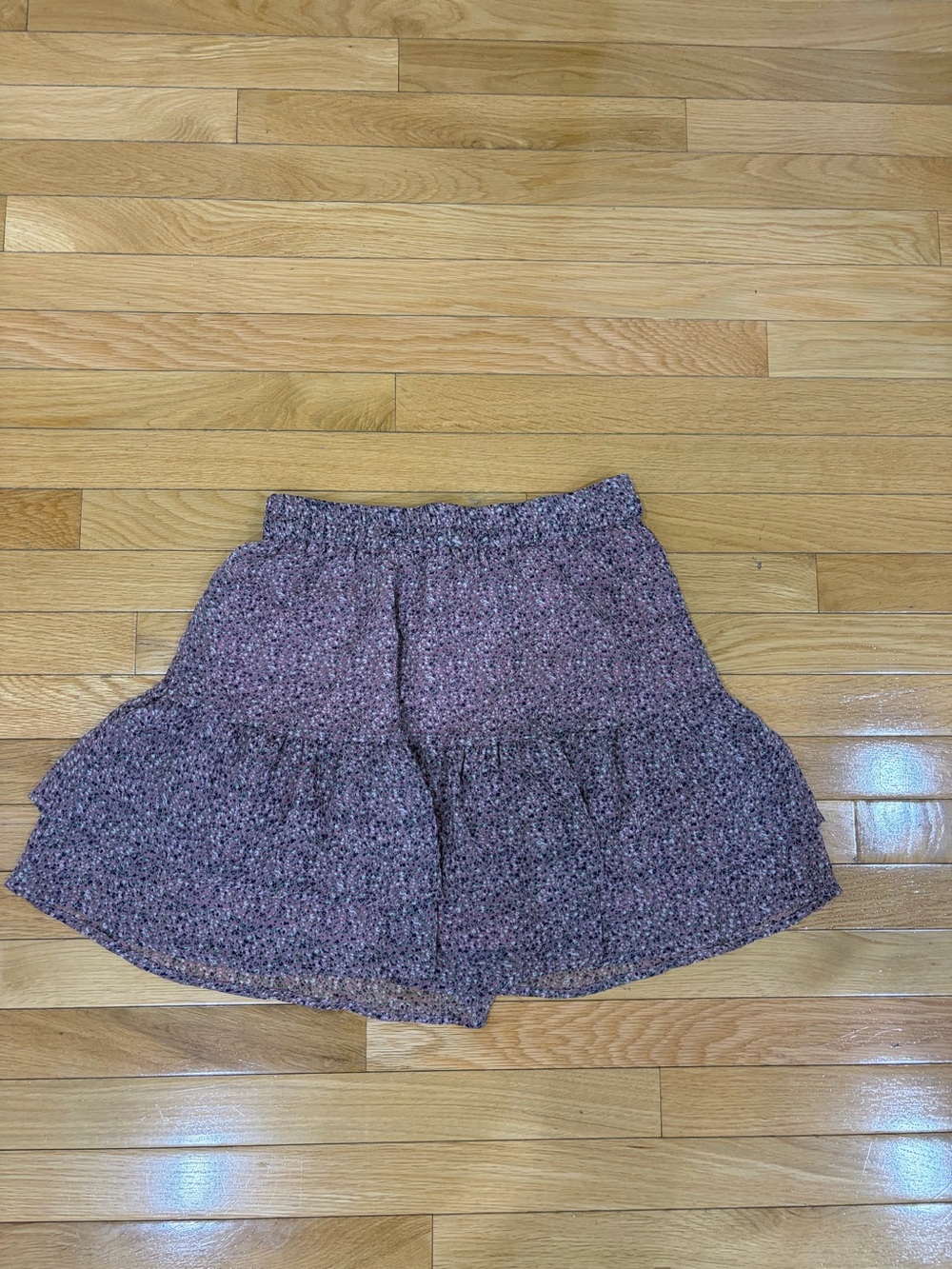 Smocked Waist Floral Mini Skirt in Dusty Rose
